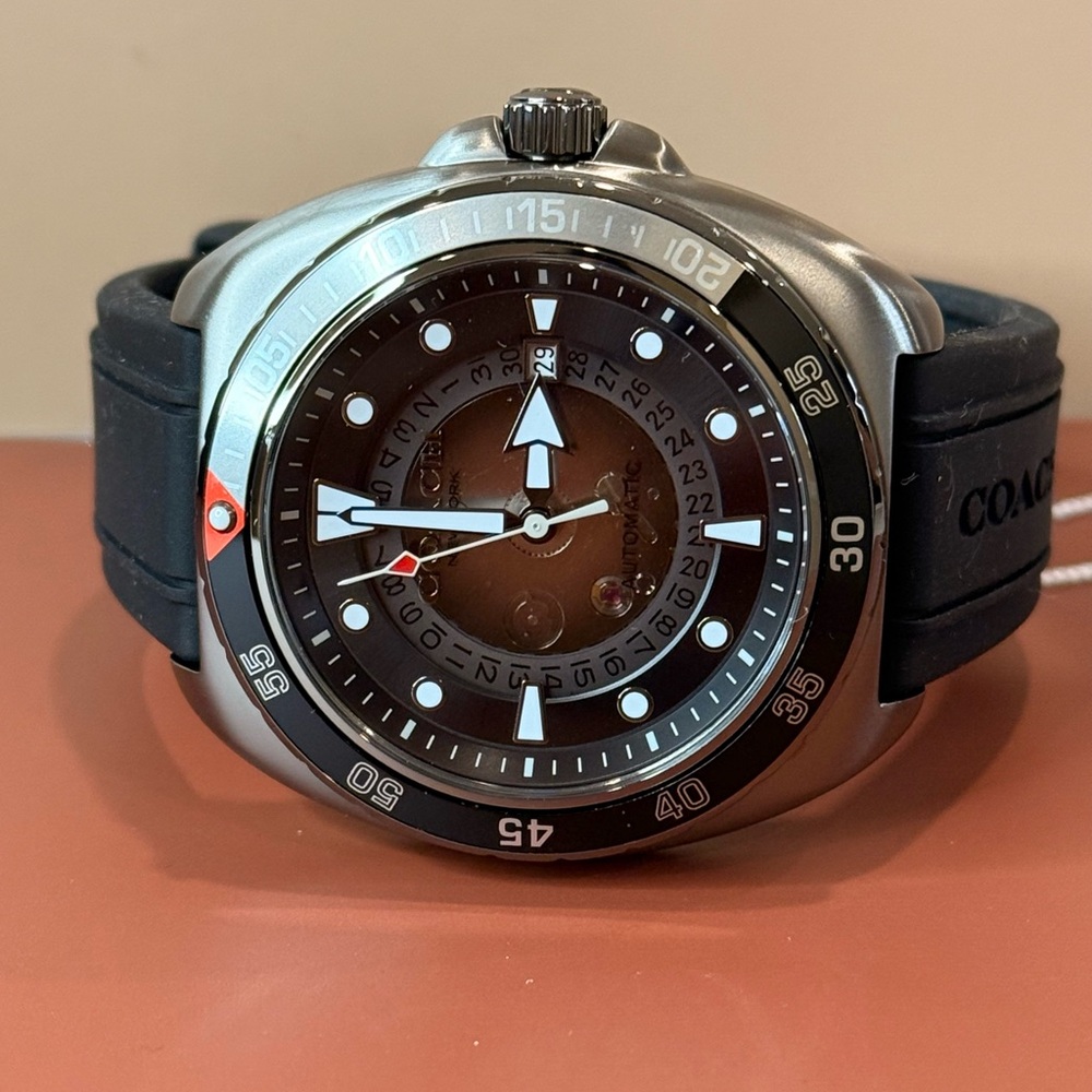 COACH Men's Charter Automatic Black Silicone Watch 44mm